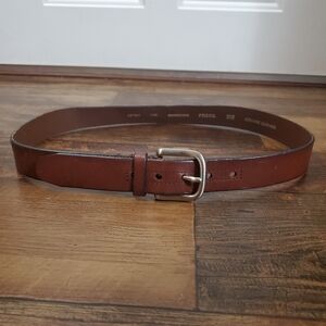 Fossil Genuine Leather Men's Belt Casual 90/36 Brown With Silver Buckle 45" Long